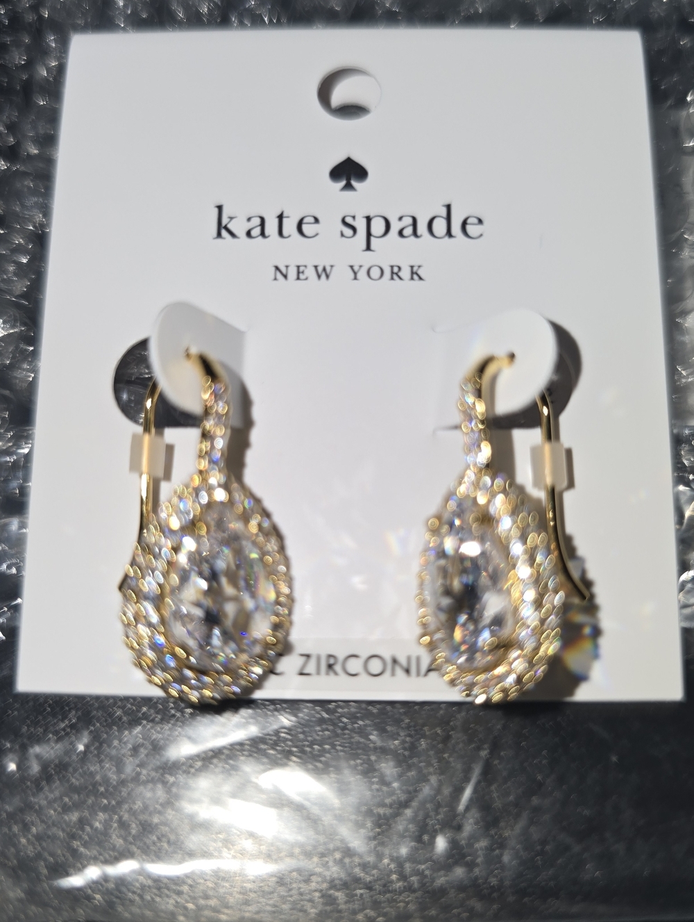 kate spade New York NWT pavè halo drop earrings